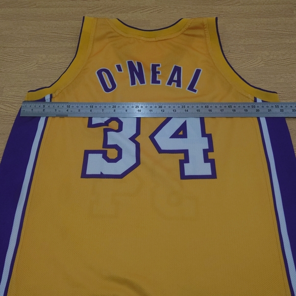 Vintage Shaquille O'Neil LA Lakers Champion Jersey Yellow Purple #34 Large - Picture 10 of 12